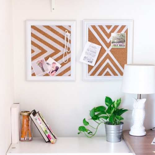 DIY Patterned Cork Boards For Pinning Your Stuff