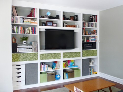 Diy Patterned Fabric Bookshelf Cover Up