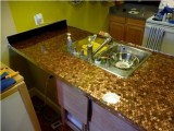 penny covered kitchen countertop
