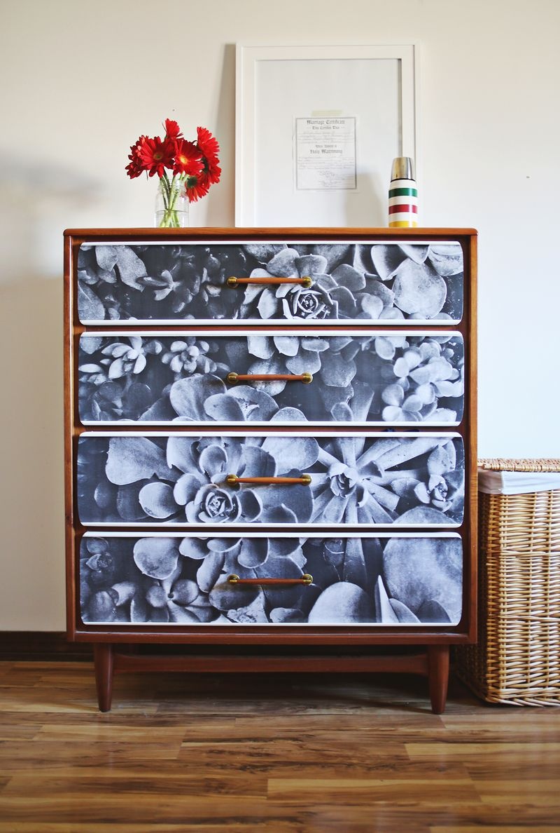 Picture Of diy photo decoupage renovation of an old sideboard  1