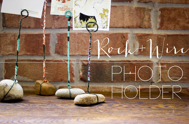 rock and wire photo holders