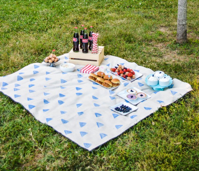 stamped picnic blanket