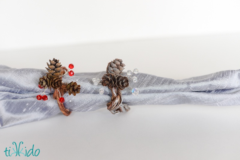 Picture Of diy pinecone and sparkling beads napkin rings  7