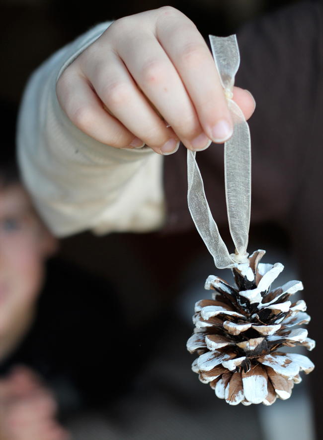 snowy pinecone ornaments