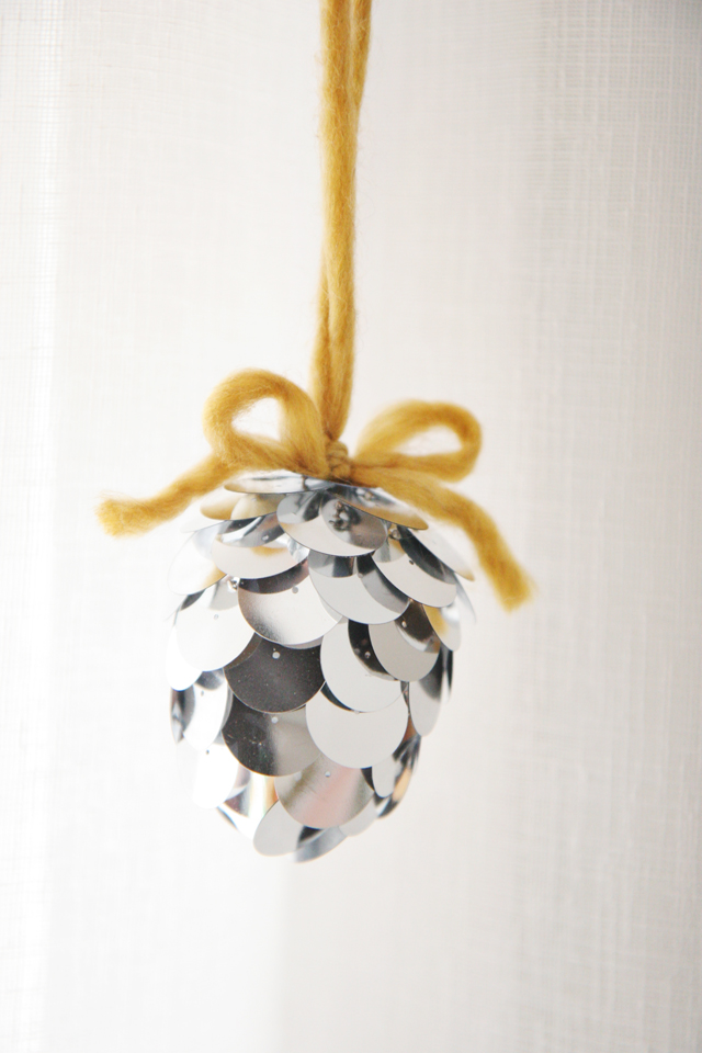 sequin pinecone ornaments