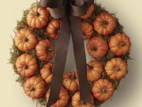 pumpkin wreath with a bow