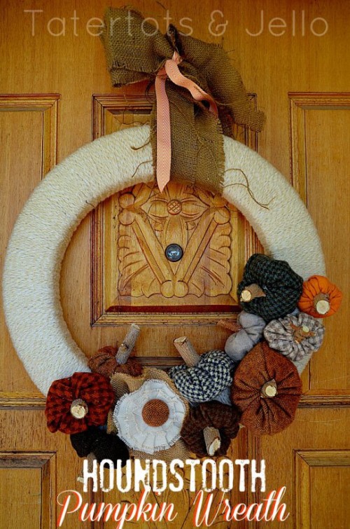 fabric pumpkins wreath (via tatertotsandjello)