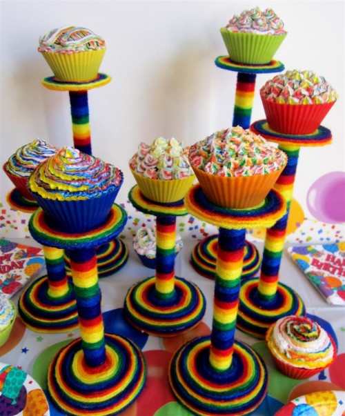 DIY Rainbow Colored Cupcake Stands