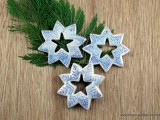 snowflake salt dough ornaments decorated with a pen