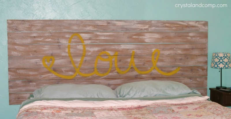 LOVE headboard with whitewashed touches