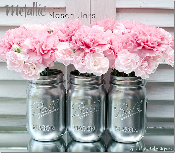 silver mason jar vases