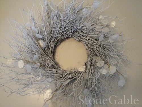 silver winter wreath (via stonegableblog)