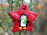 Salt dough penguin ornament