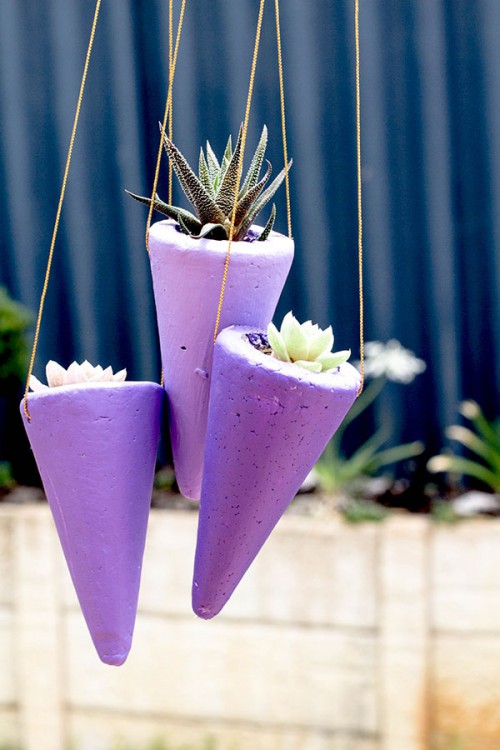 DIY Styrofoam Cone Succulent Planters