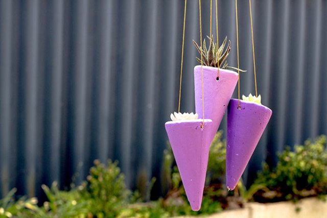 Picture Of diy styrofoam cone succulent planters  8