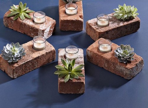 DIY Succulent Planters Of Used Bricks