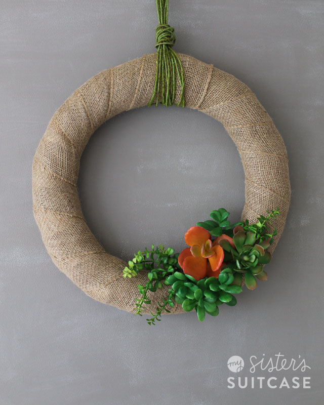 Picture Of diy summer burlap wreath with succulents  1