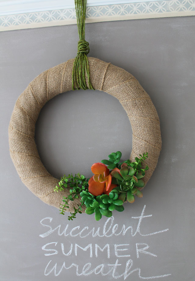 Picture Of diy summer burlap wreath with succulents  2