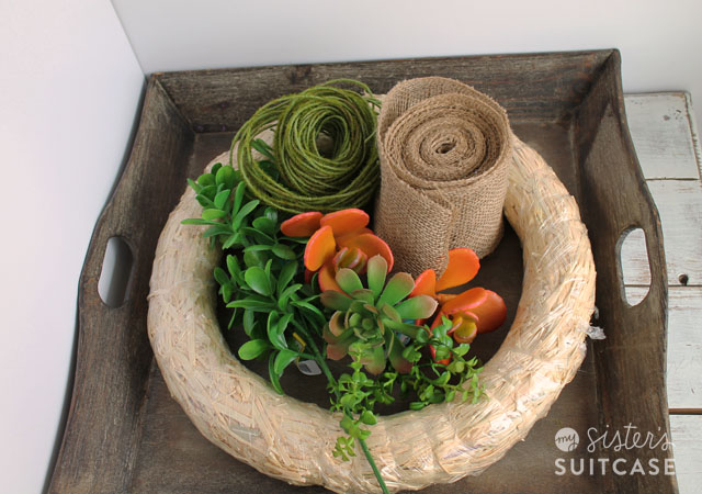 Picture Of diy summer burlap wreath with succulents  3