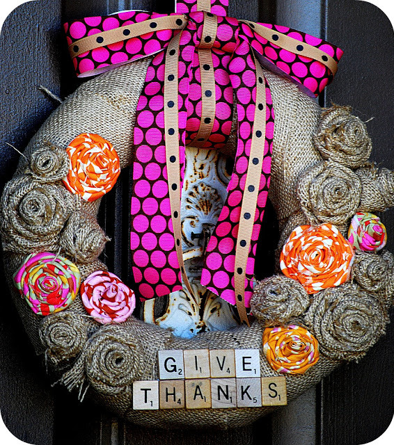 burlap Thanksgiving wreath