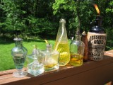 old glass bottles torches