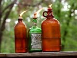 vintage bottle tiki torches