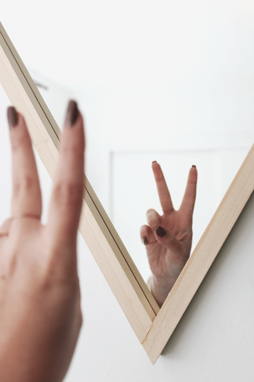 DIY Triangle Mirror With A Wooden Frame