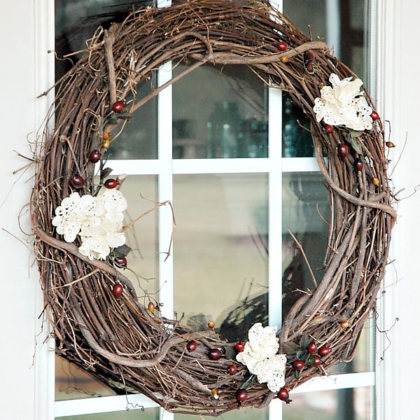 twig and lace wreath