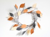 twig wreath with felt leaves