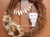 twig and faux owl wreath