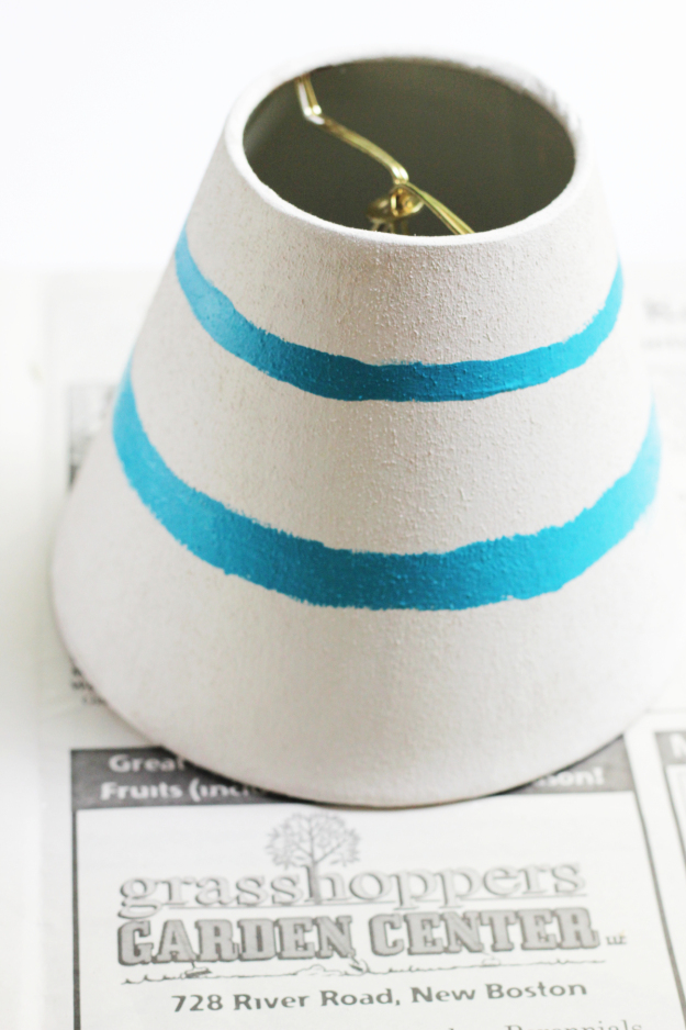 Picture Of diy upcycled lampshade with blue stripes  5