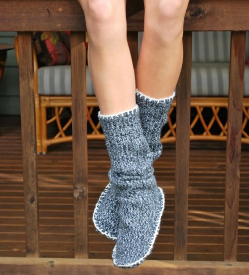 DIY Upcycled Sweater Slipper Boots