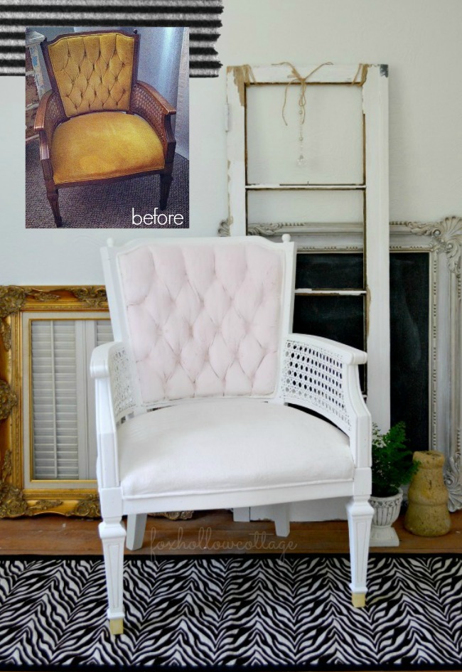 velvet upholstery painted chair (via foxhollowcottage)