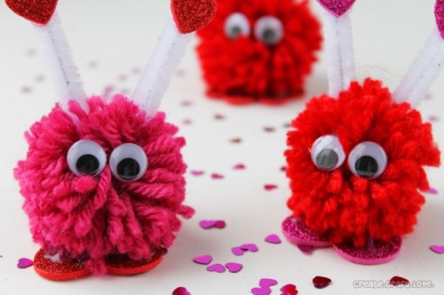 Diy Valentine Pom Pom Monsters