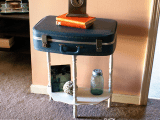 vintage suitcase hallway table