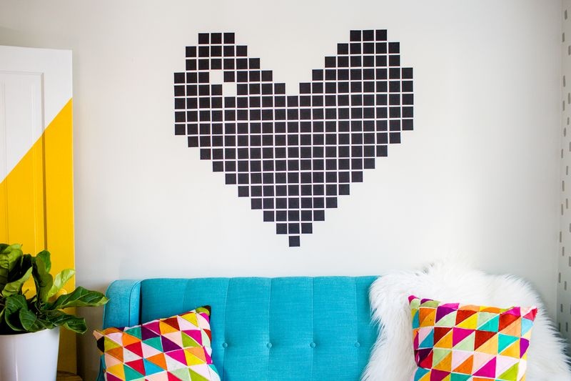Diy washi tape heart wall decor  1