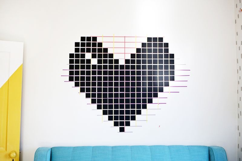 Diy washi tape heart wall decor  7