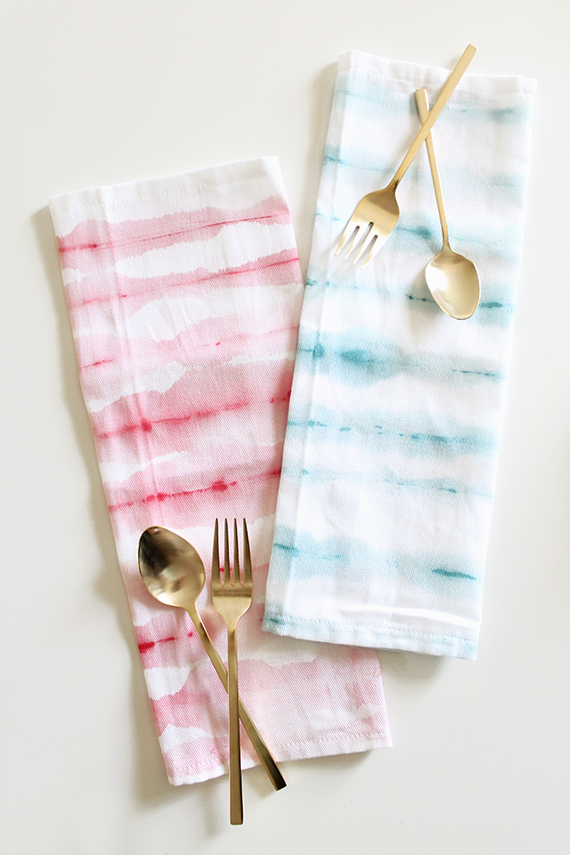 watercolor stripe napkins (via almostmakesperfect)