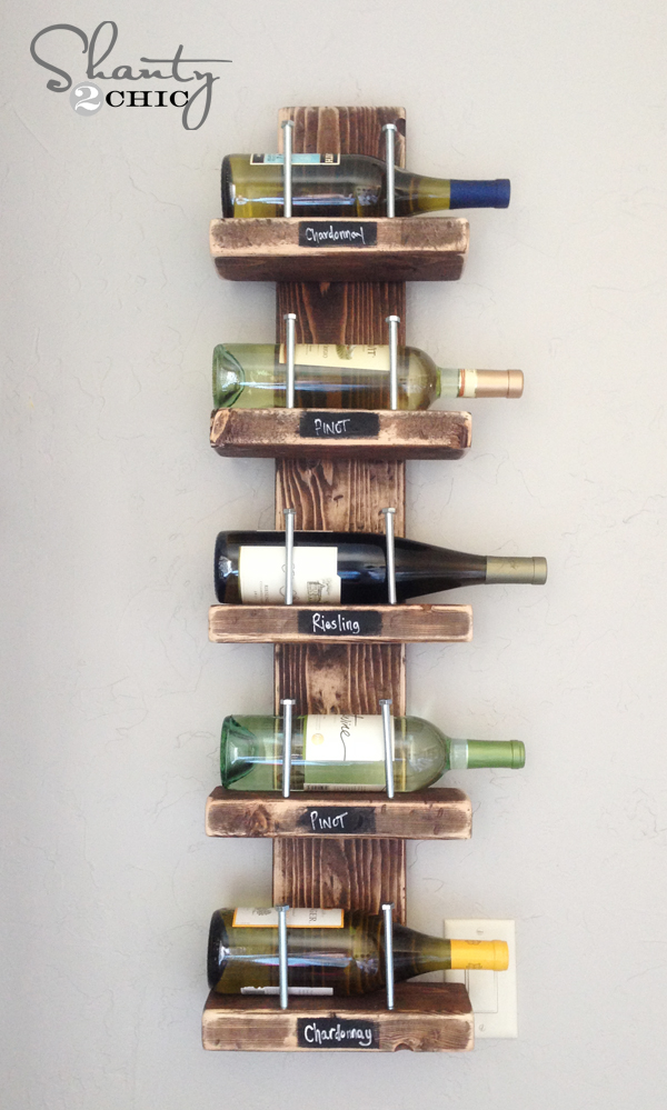 vintage wine rack of upcycled wood