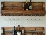 pallet wine rack for bottles and glasses