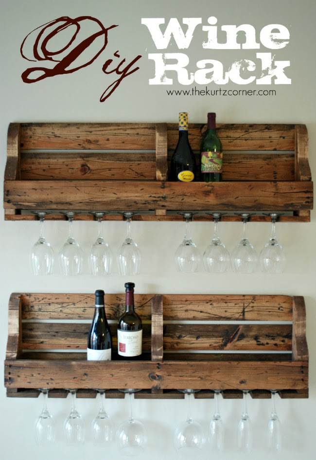 pallet wine rack for bottles and glasses