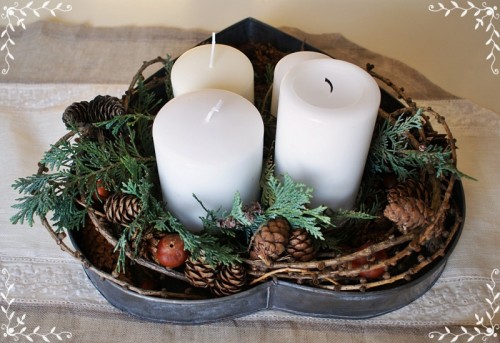 Dish and Candles Wreath (via)