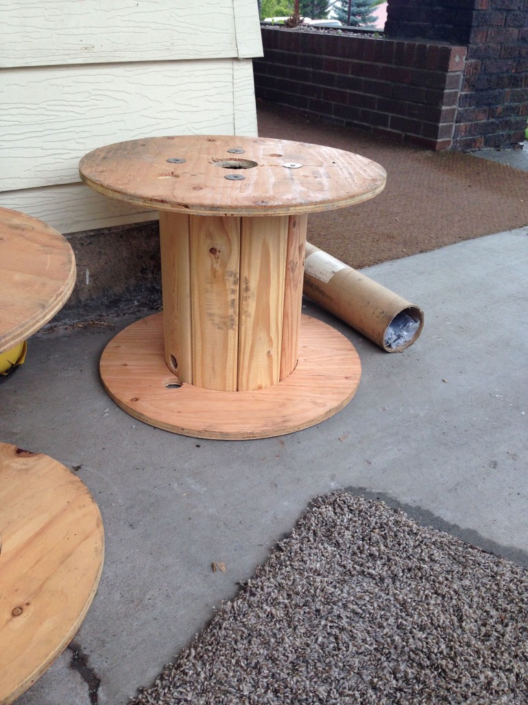 Diy wire spool wood stool  2