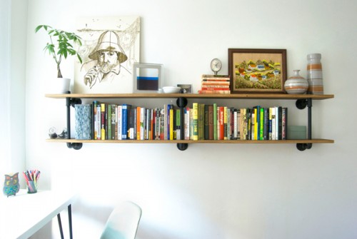 5 DIY Wood Shelving Units Connected With Pipes