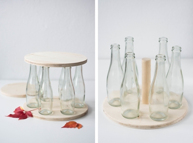 Picture Of diy wooden bottle stand for floral arrangements  4
