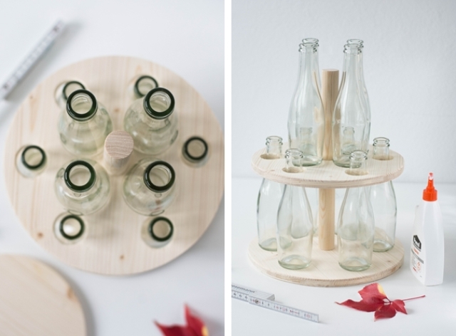 Picture Of diy wooden bottle stand for floral arrangements  5