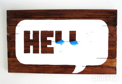 DIY Wooden Doormat With A Cheery Greeting