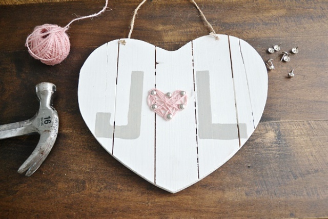 Picture Of diy wooden heart and string valentines day art  4