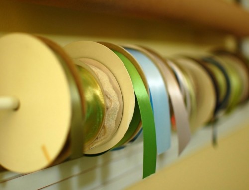DIY Wall Organizer For Wrapping Paper And Ribbons