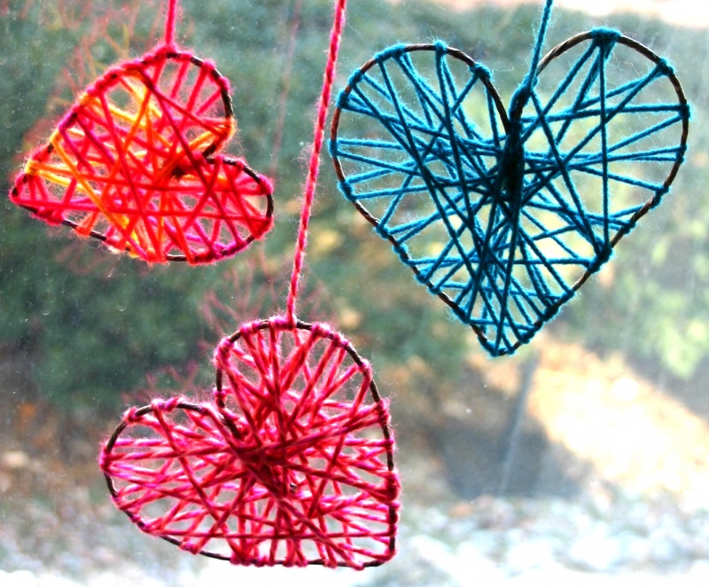 hearts Yarn hearts heart decorations red